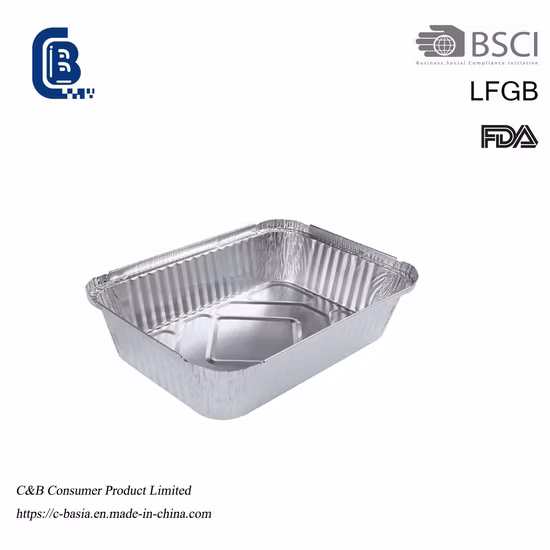 Utensilios de cocina desechables de papel de aluminio de tamaño medio, recipiente para hornear pasteles, plato, contenedor de embalaje de comida rápida con tapas